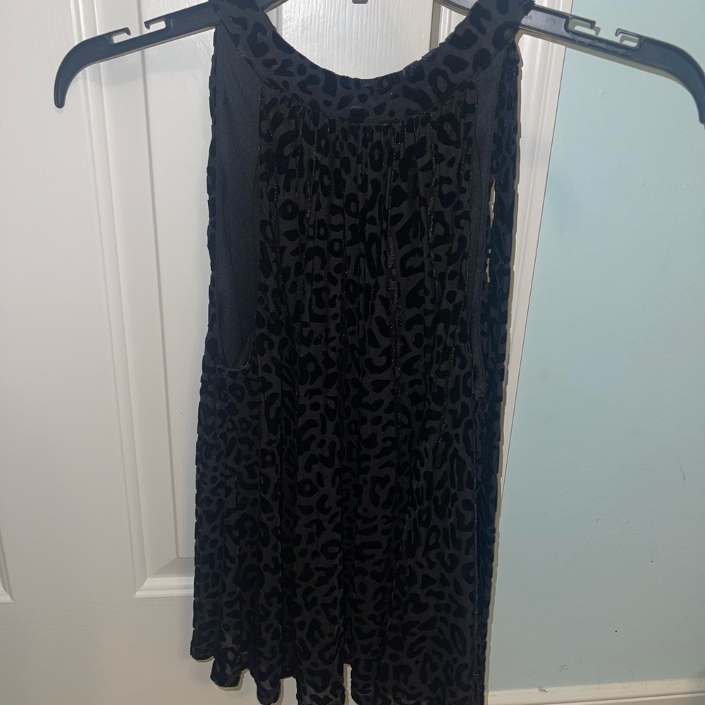 Altar’d State high neck black leopard top.